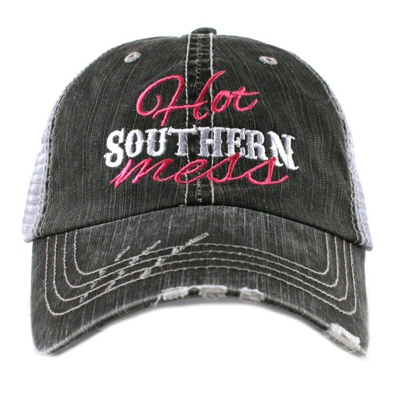 "Hot Southern Mess" Embroidered & Distressed Cap - Picture 4 of 8